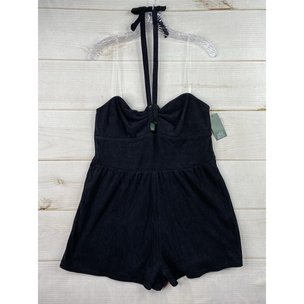 Wild Fable Shortall Womens L Black Terry Cloth Short Romper Halter Beach NWT!
